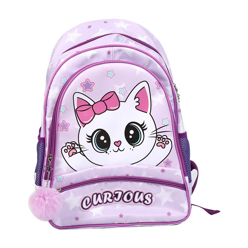 Nieuwsgierig kleine kat schooltas